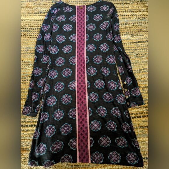 Hatley Navy Purple Teal Medallion Print XS L/S Knit Dress Romantic Gothic Whimsy - Picture 7 of 8